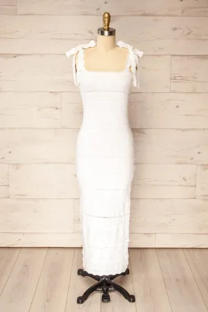 Hebi Ivory | Long Openwork Knit Dress