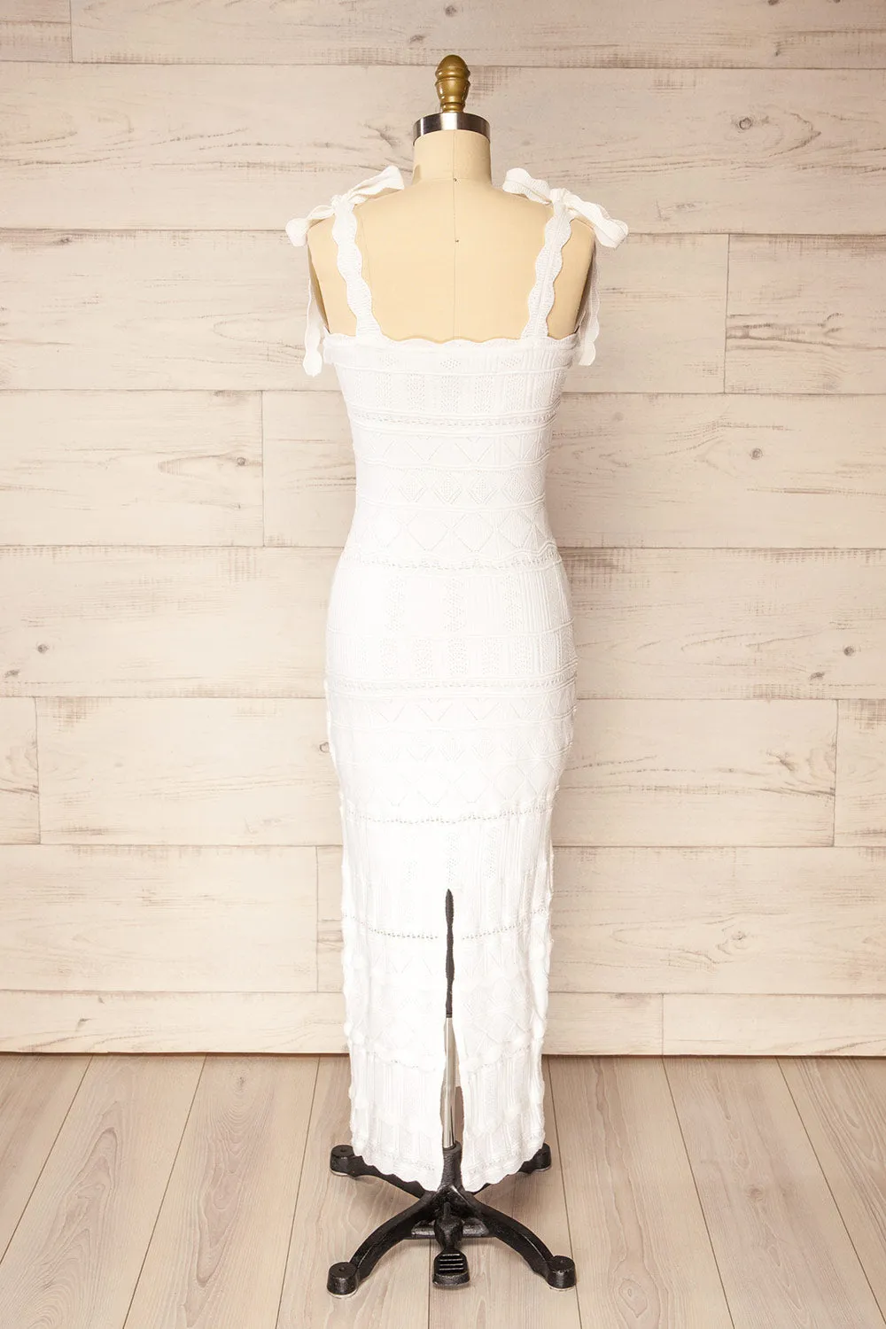 Hebi Ivory | Long Openwork Knit Dress
