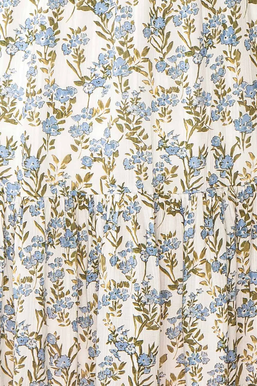 Heina | Short Blue Floral Dress w/ Puffy Sleeves