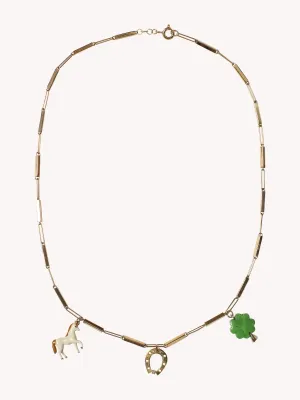 Horse, Clover   Horseshoe Necklace