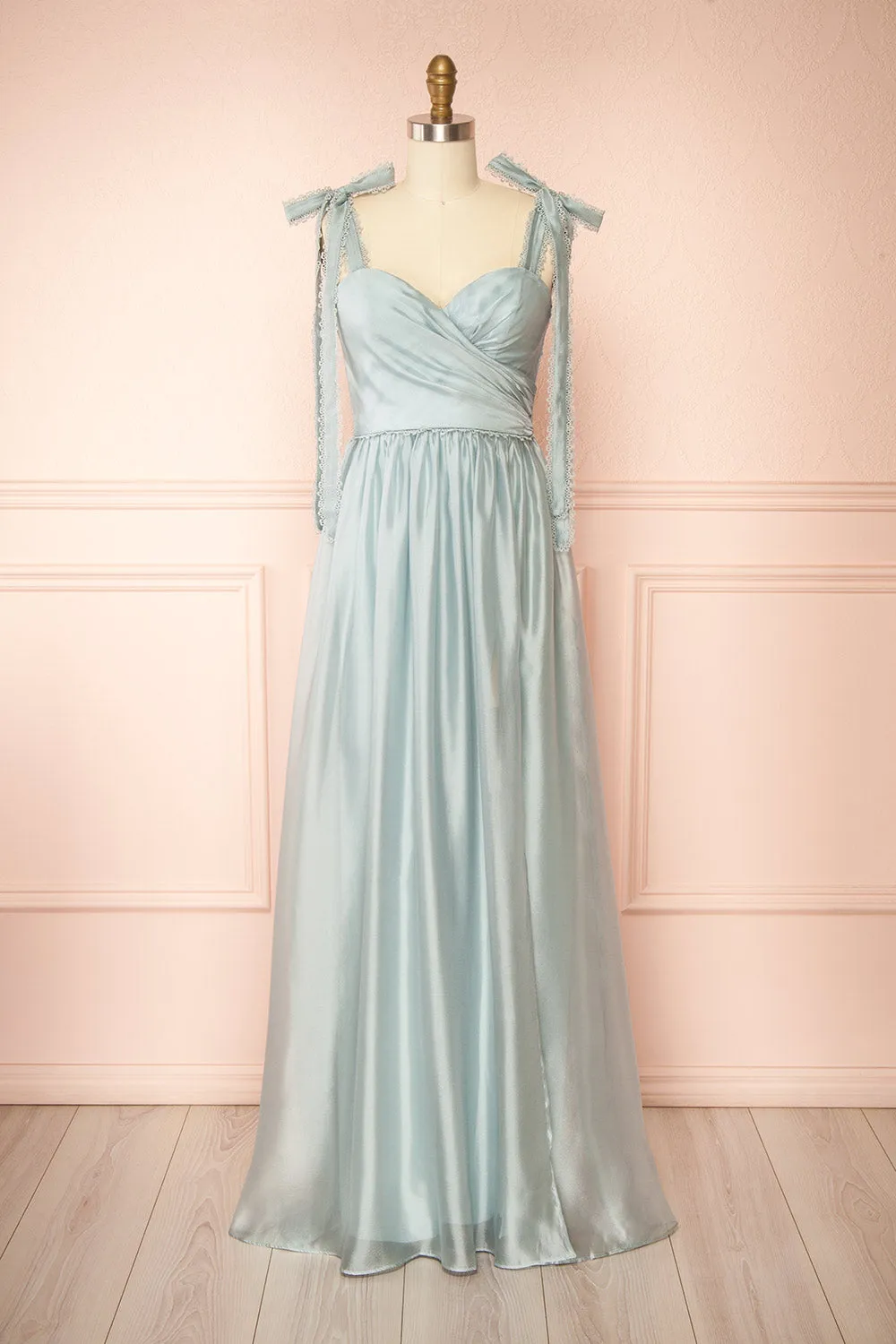 Indya Blue | Organza Maxi Dress w/ Tie Straps