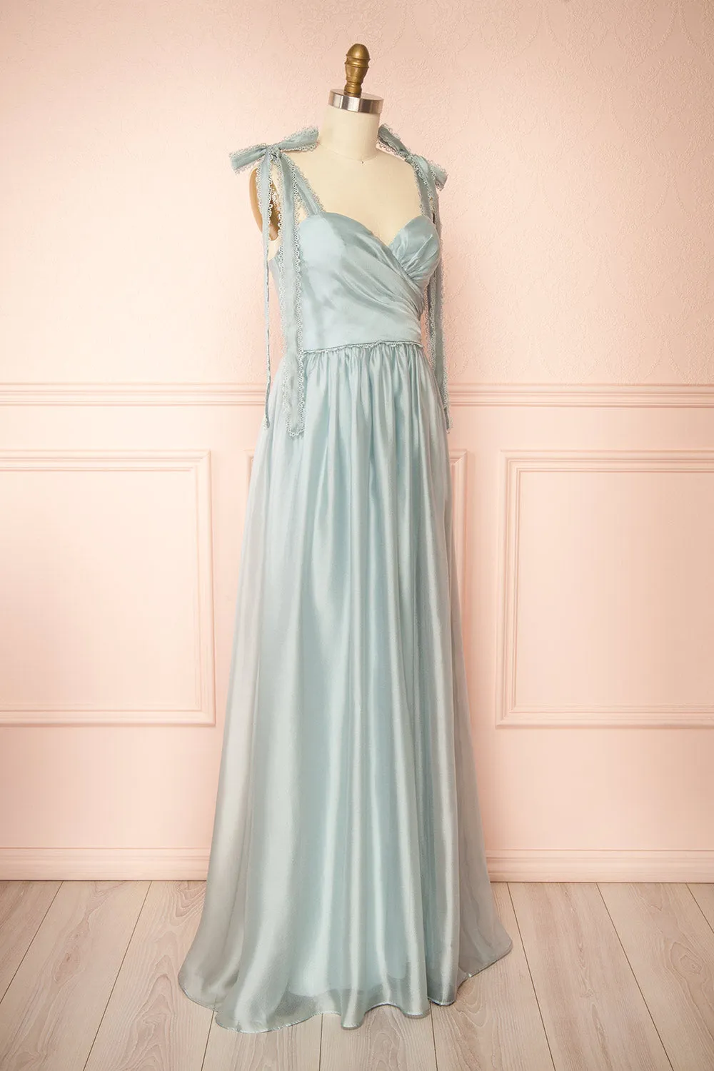 Indya Blue | Organza Maxi Dress w/ Tie Straps
