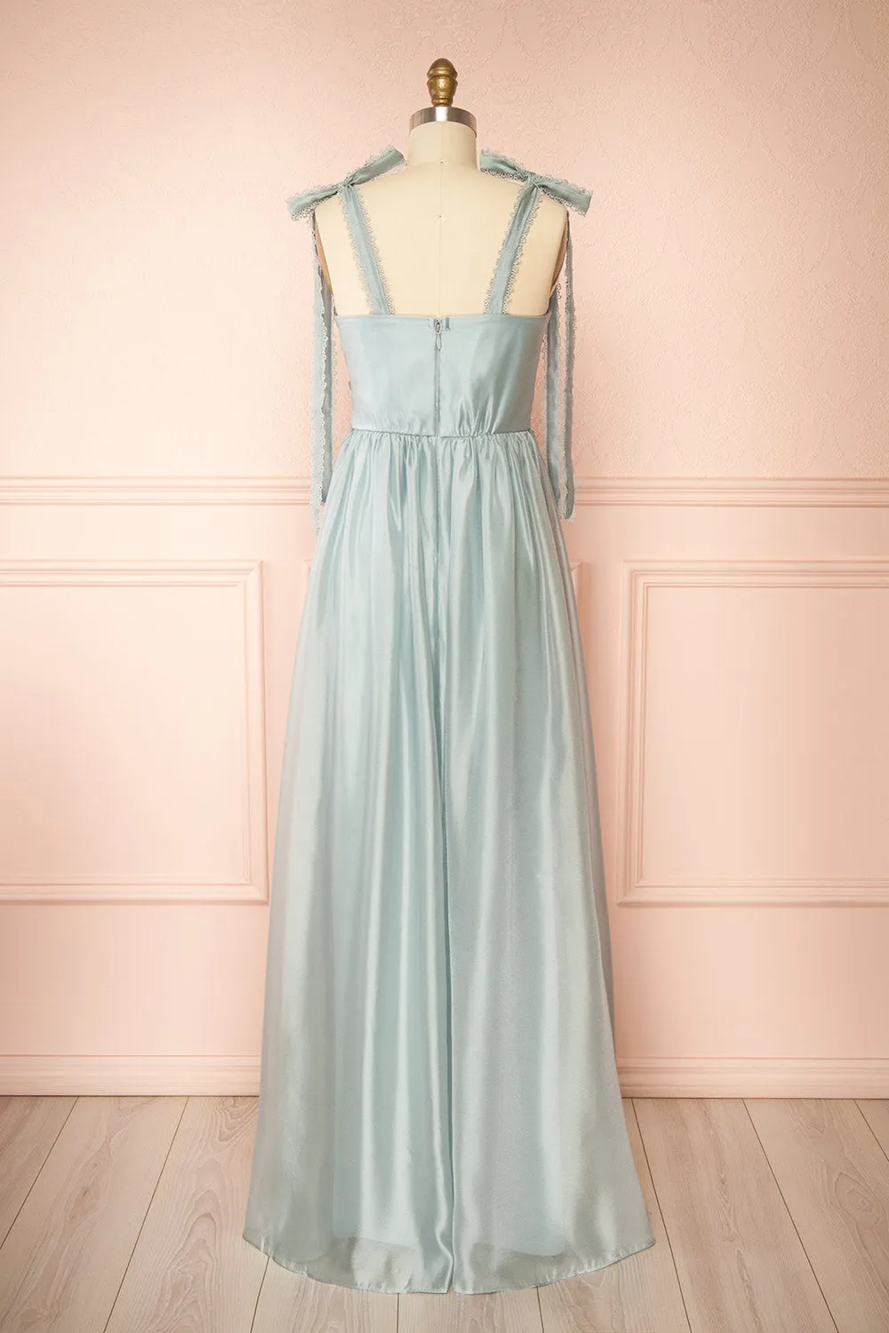 Indya Blue | Organza Maxi Dress w/ Tie Straps