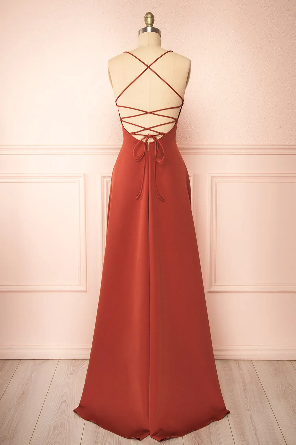 Izabella Rust | A-line Maxi Dress w/ Open Back
