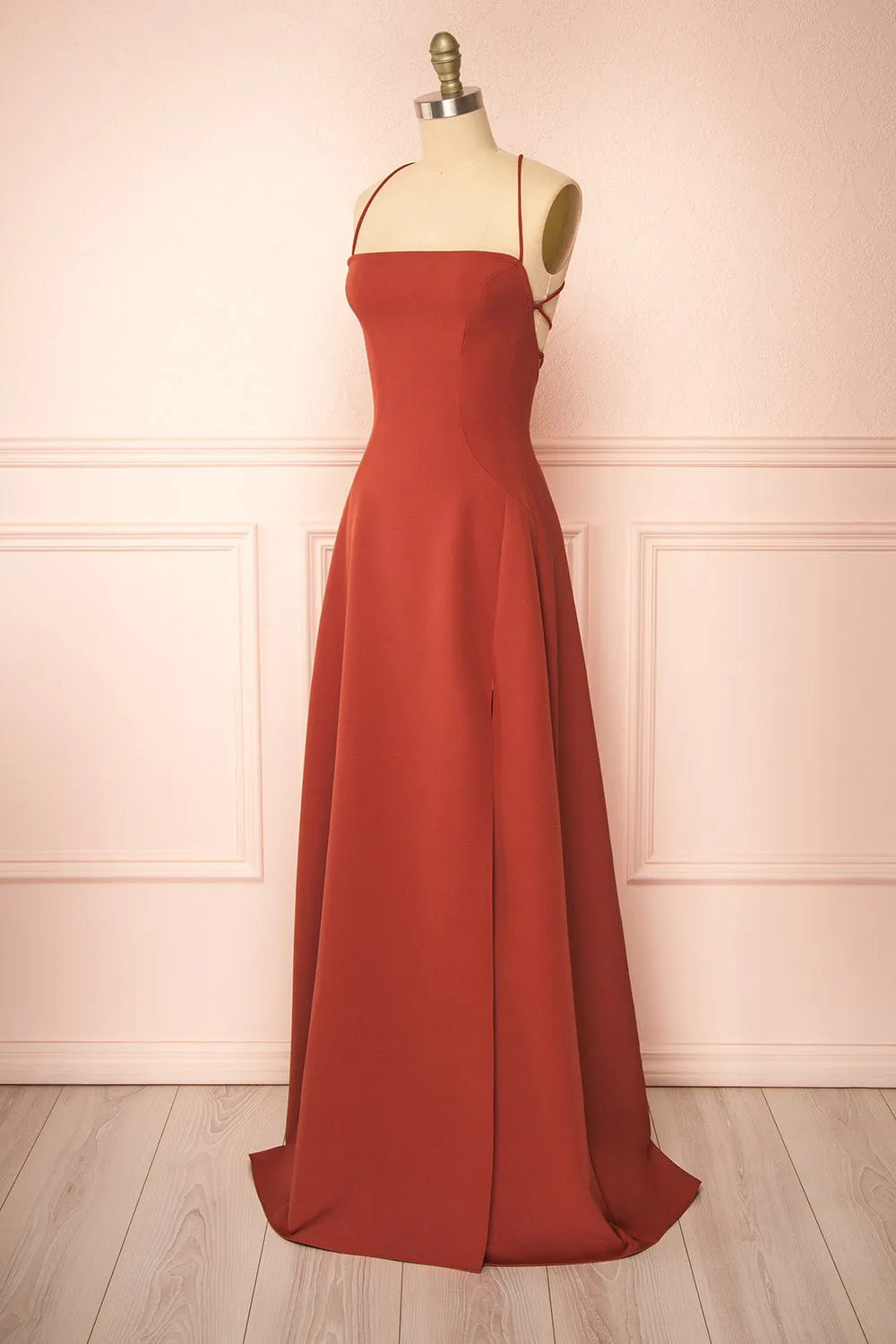 Izabella Rust | A-line Maxi Dress w/ Open Back