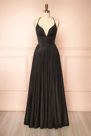 Ketia Black | Sparkly Maxi Dress w/ V-Neckline