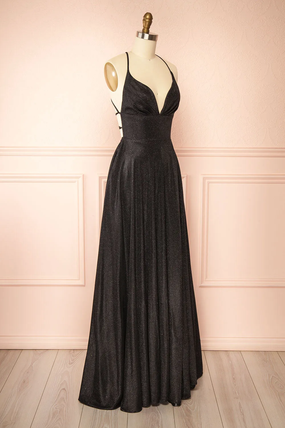 Ketia Black | Sparkly Maxi Dress w/ V-Neckline