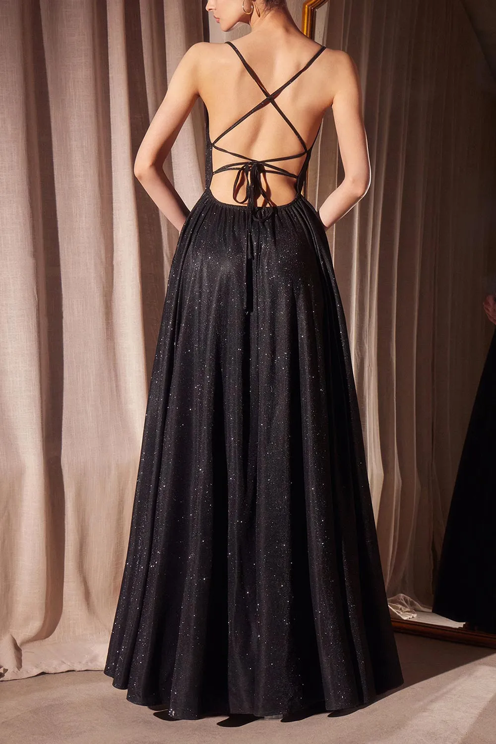 Ketia Black | Sparkly Maxi Dress w/ V-Neckline