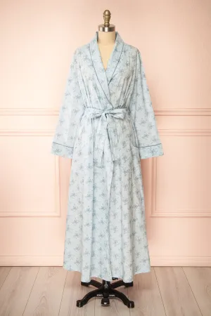Kiori | Blue Floral Dressing Gown