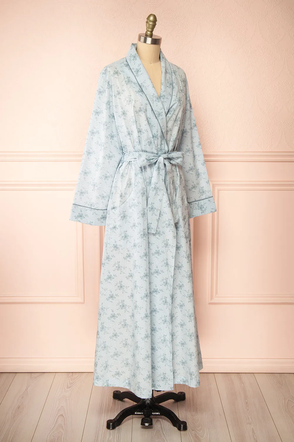 Kiori | Blue Floral Dressing Gown