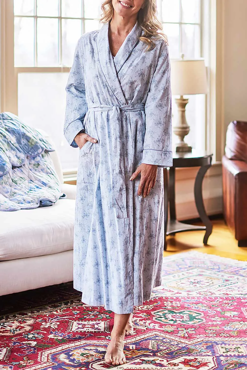 Kiori | Blue Floral Dressing Gown