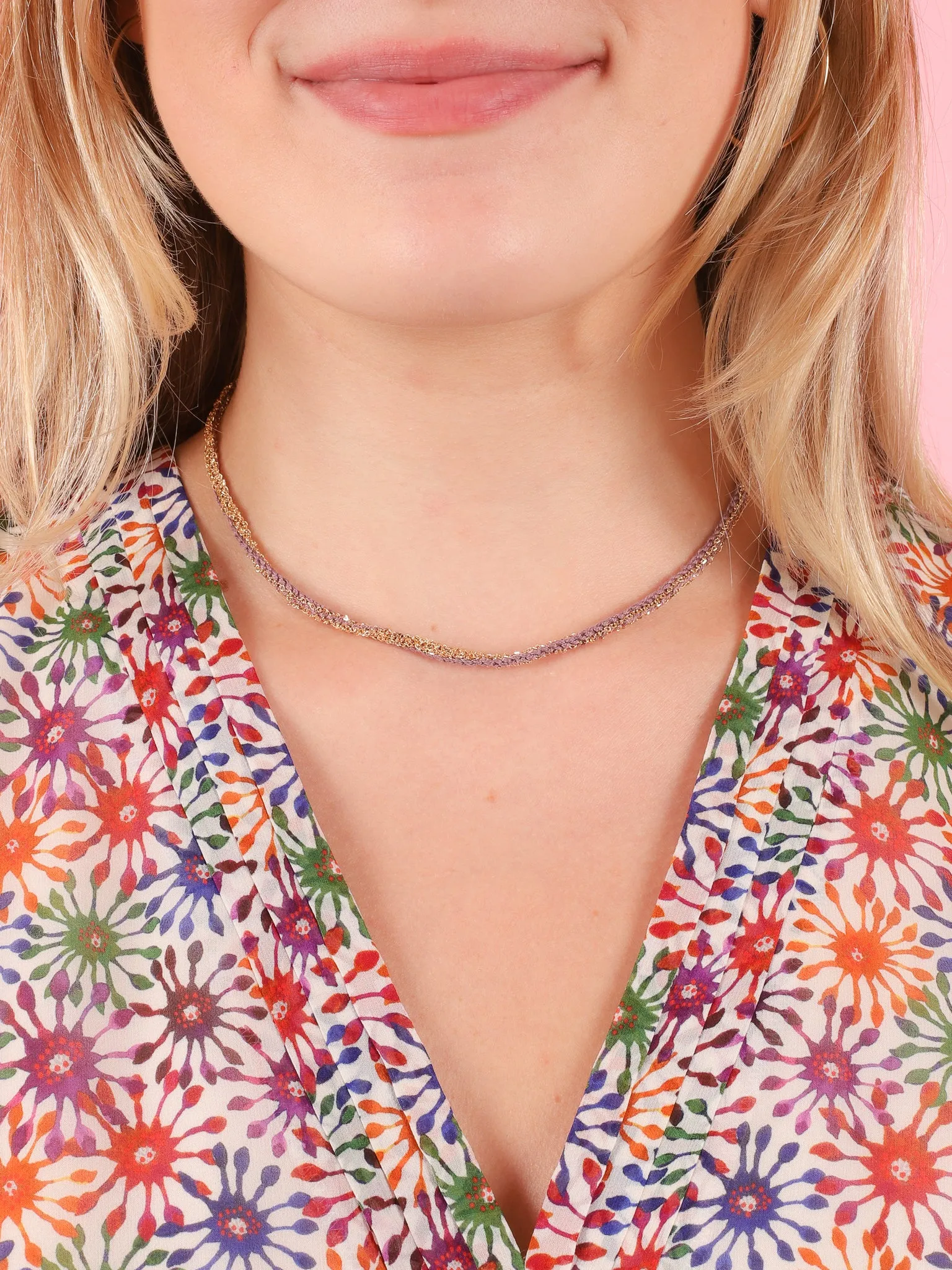 Lavender Silk & 18k Gold Necklace
