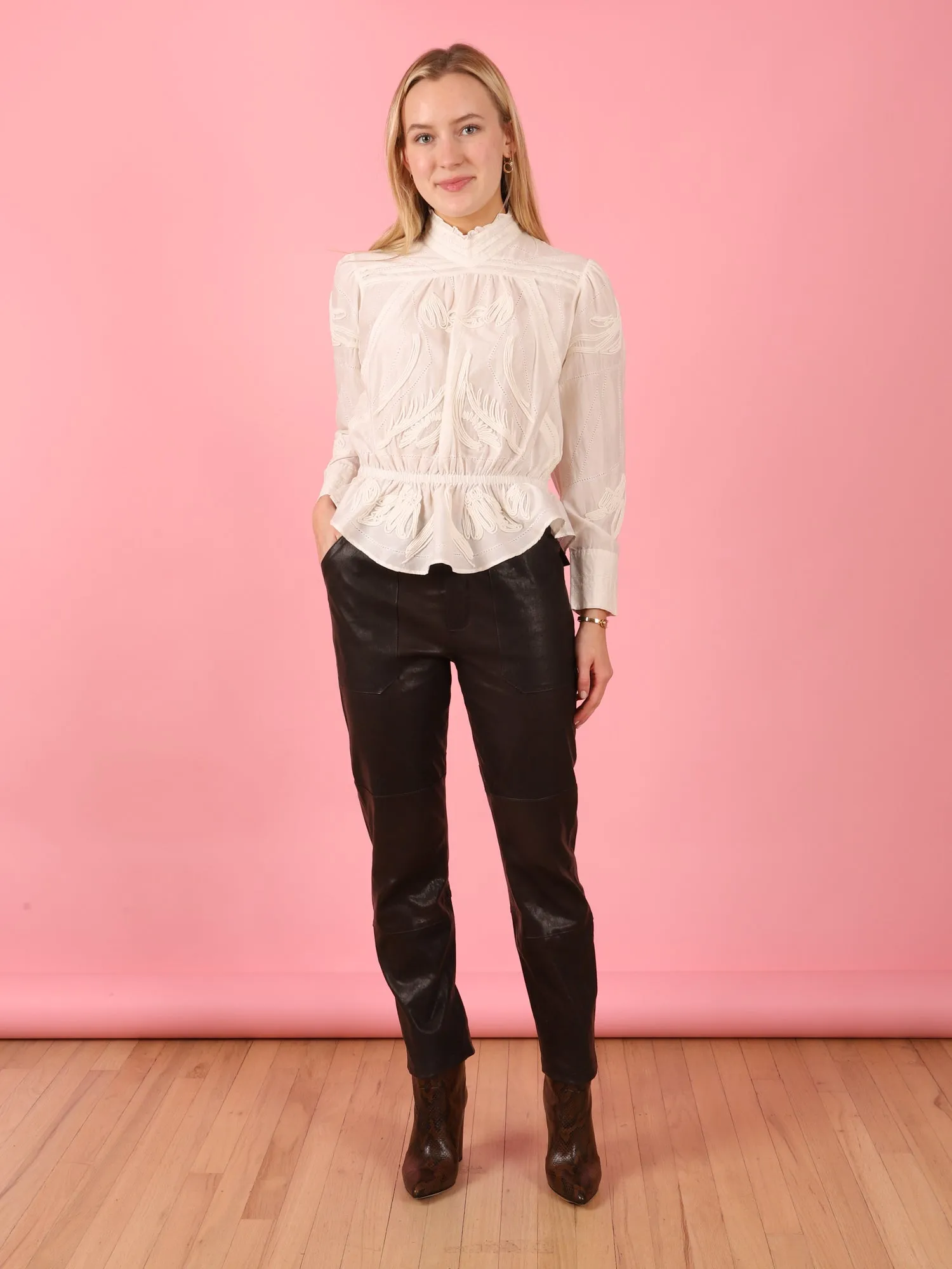 Leather Trouser Pant in Coal