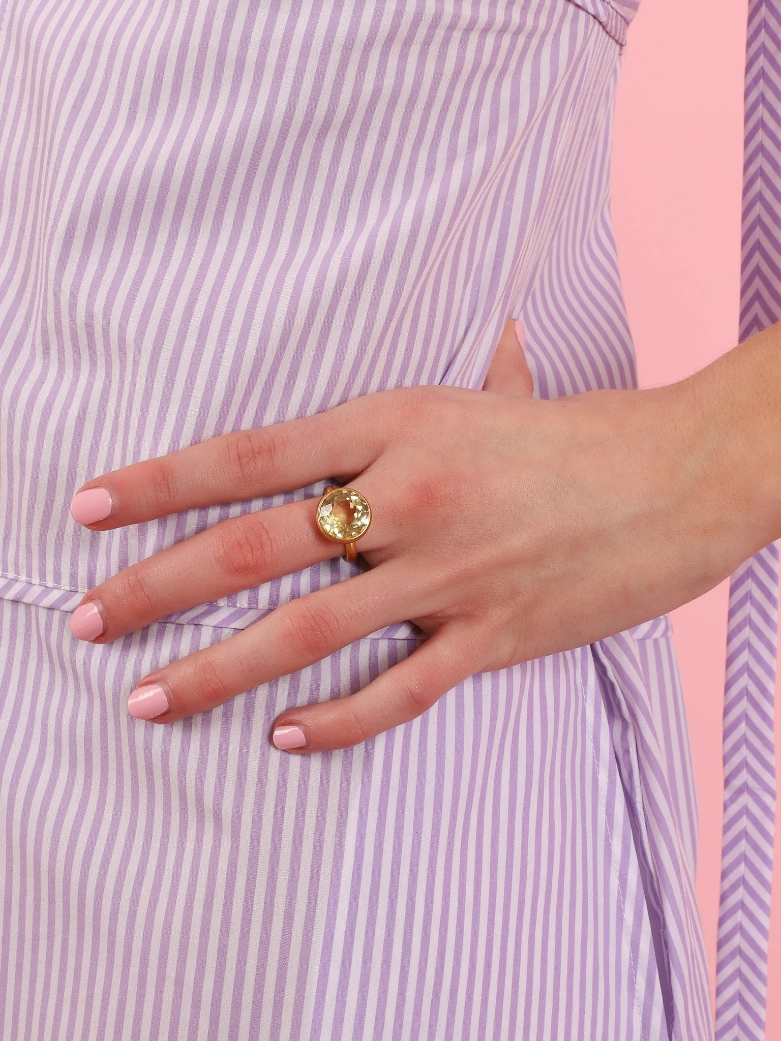 Lemon Quartz & 22k Yellow Gold Ring