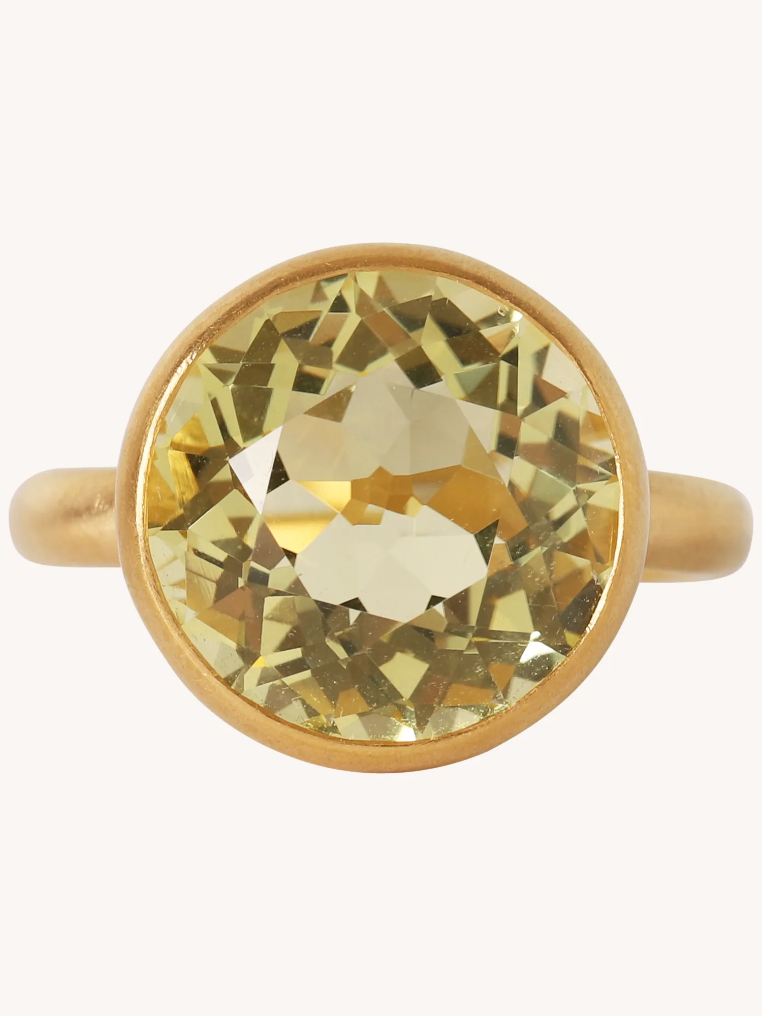 Lemon Quartz & 22k Yellow Gold Ring
