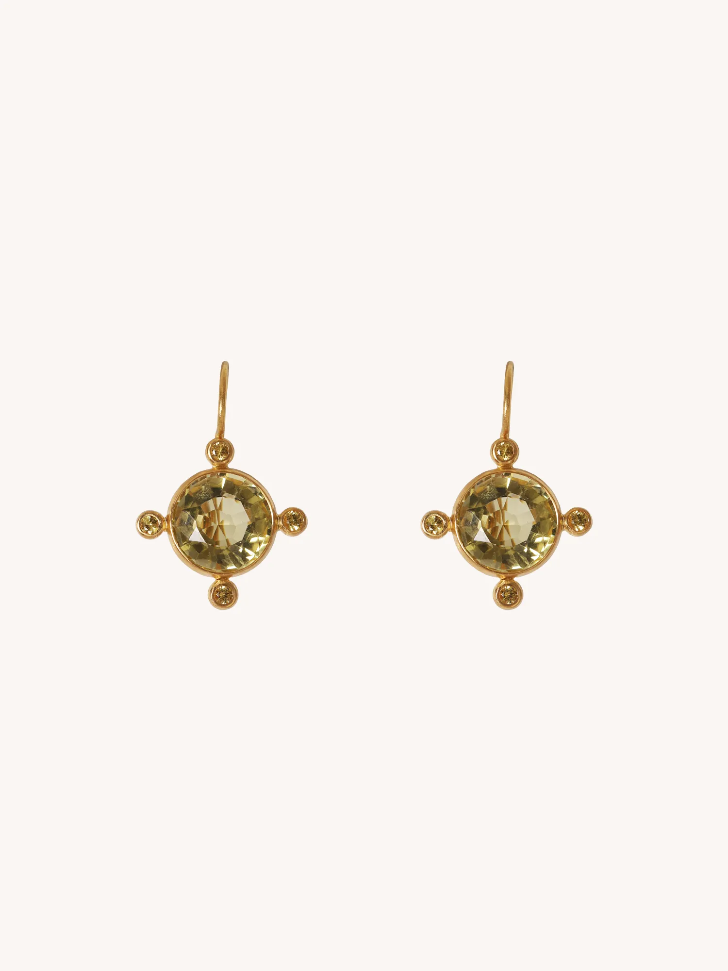 Lemon Quartz & Yellow Sapphire Round Earrings