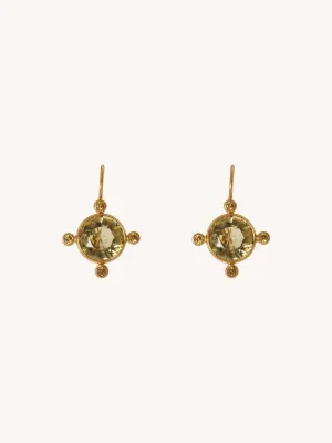 Lemon Quartz & Yellow Sapphire Round Earrings