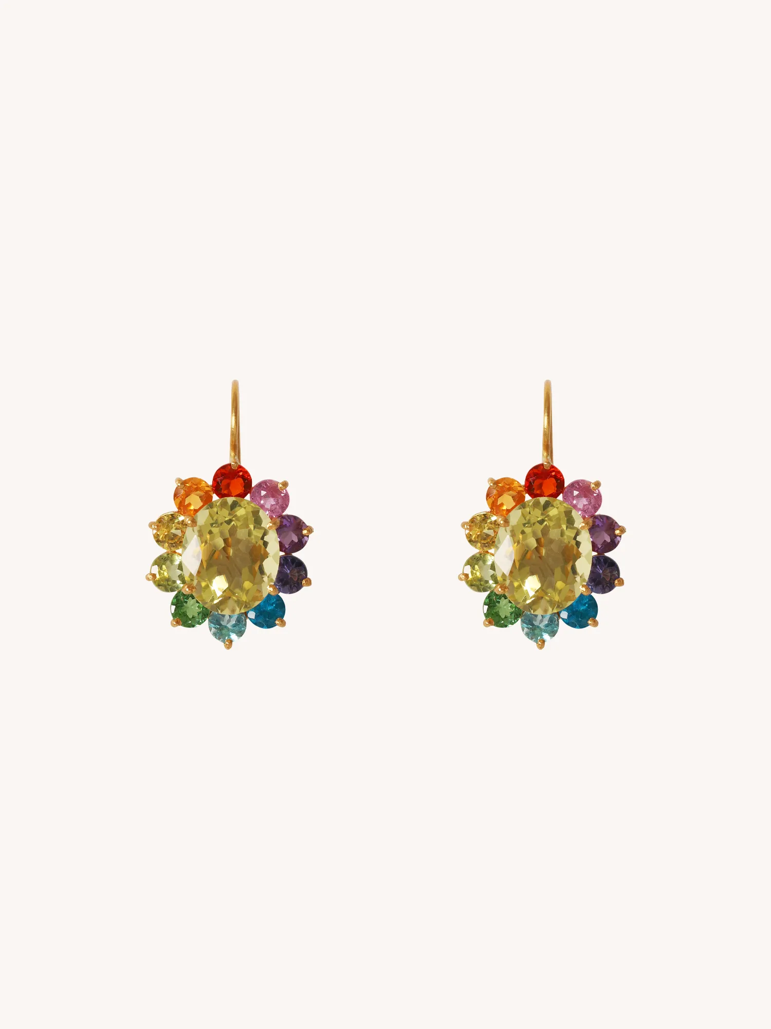 Lemon Quartz Rainbow Hortensia Earrings