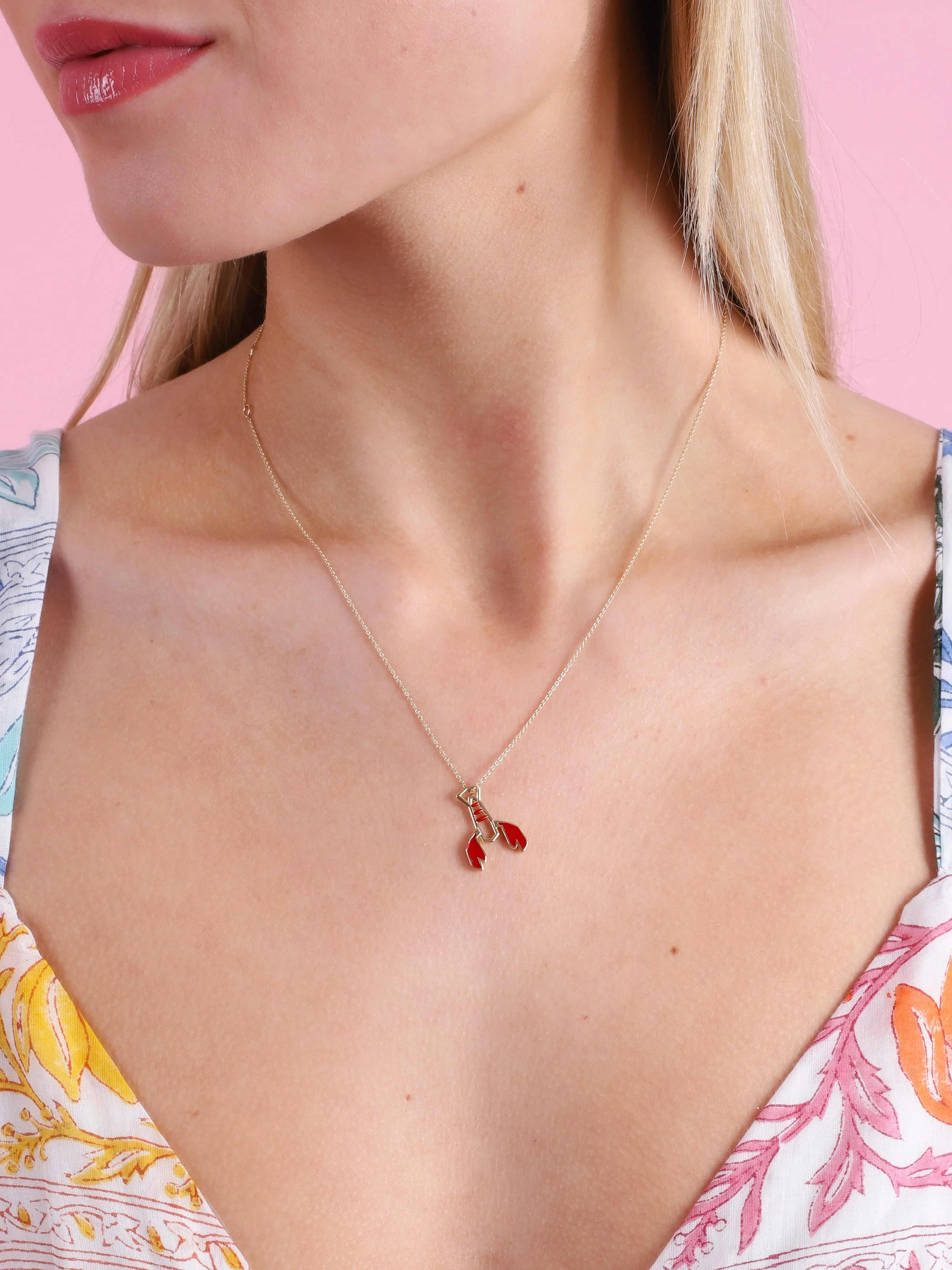 Lobster Enamel Necklace