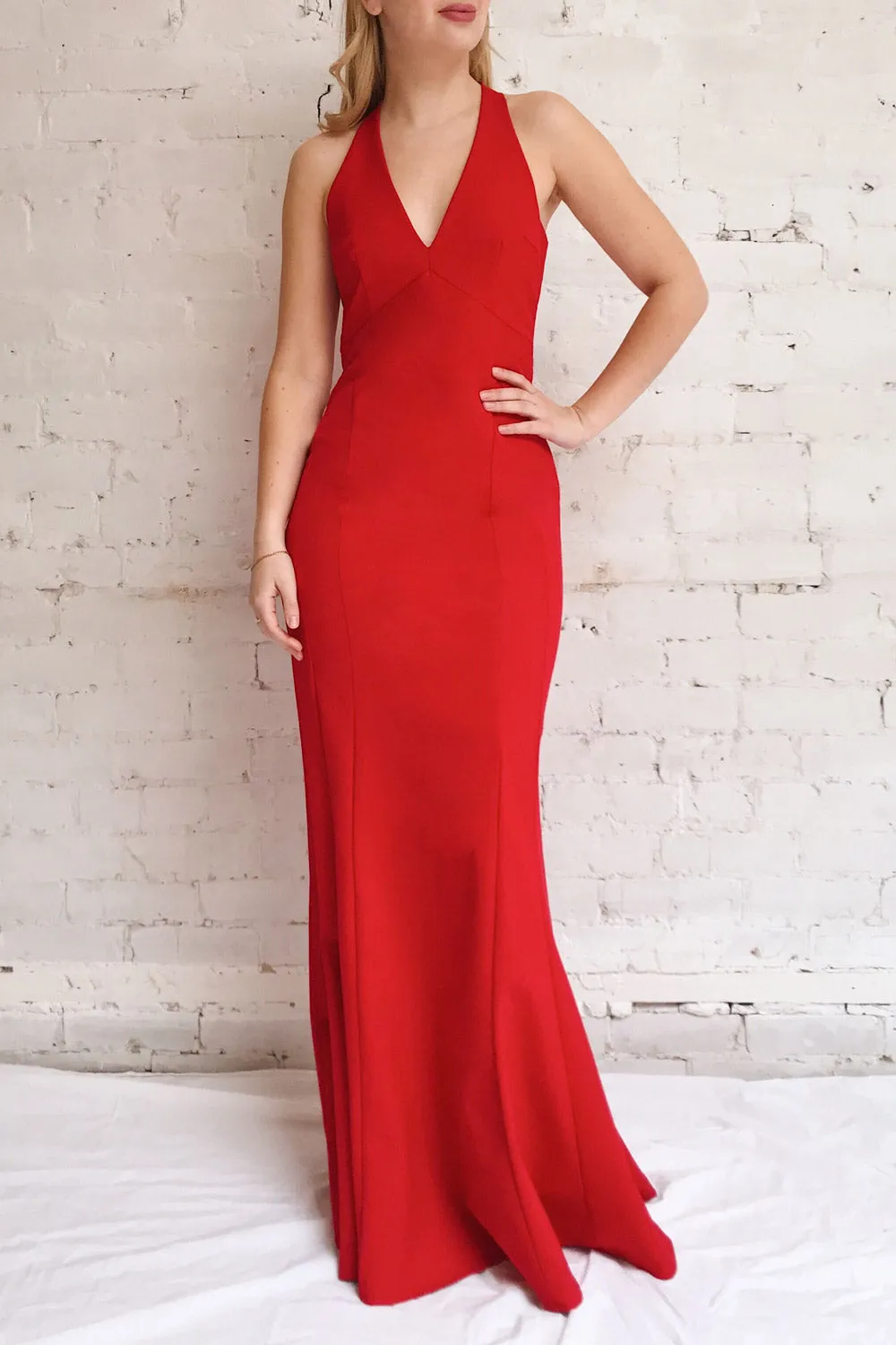 Lubomierz | Red Halter Maxi Dress