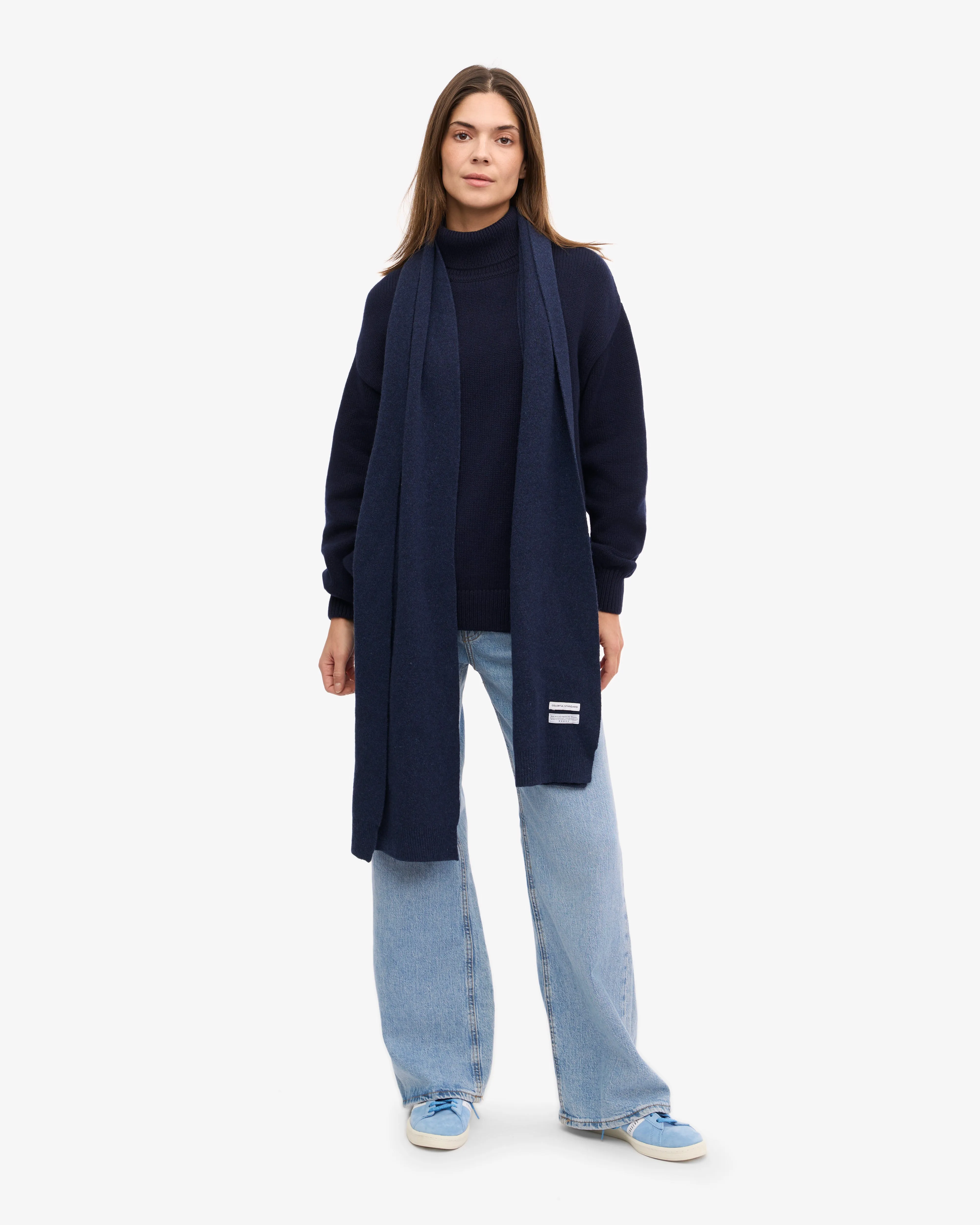 Merino Wool Scarf - Marine Blue