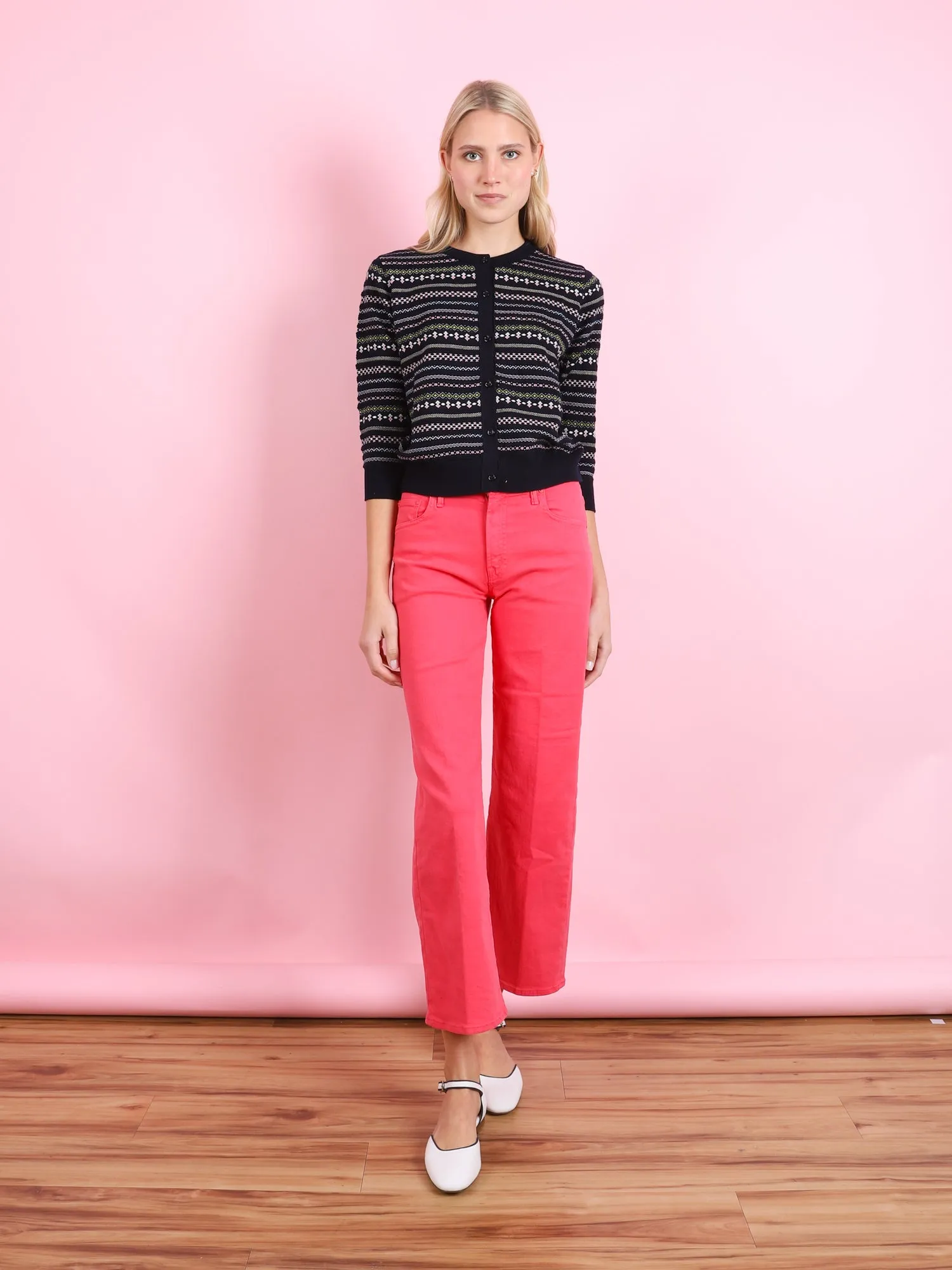 MID RISE MAVEN FLOOD JEAN IN ROUGE