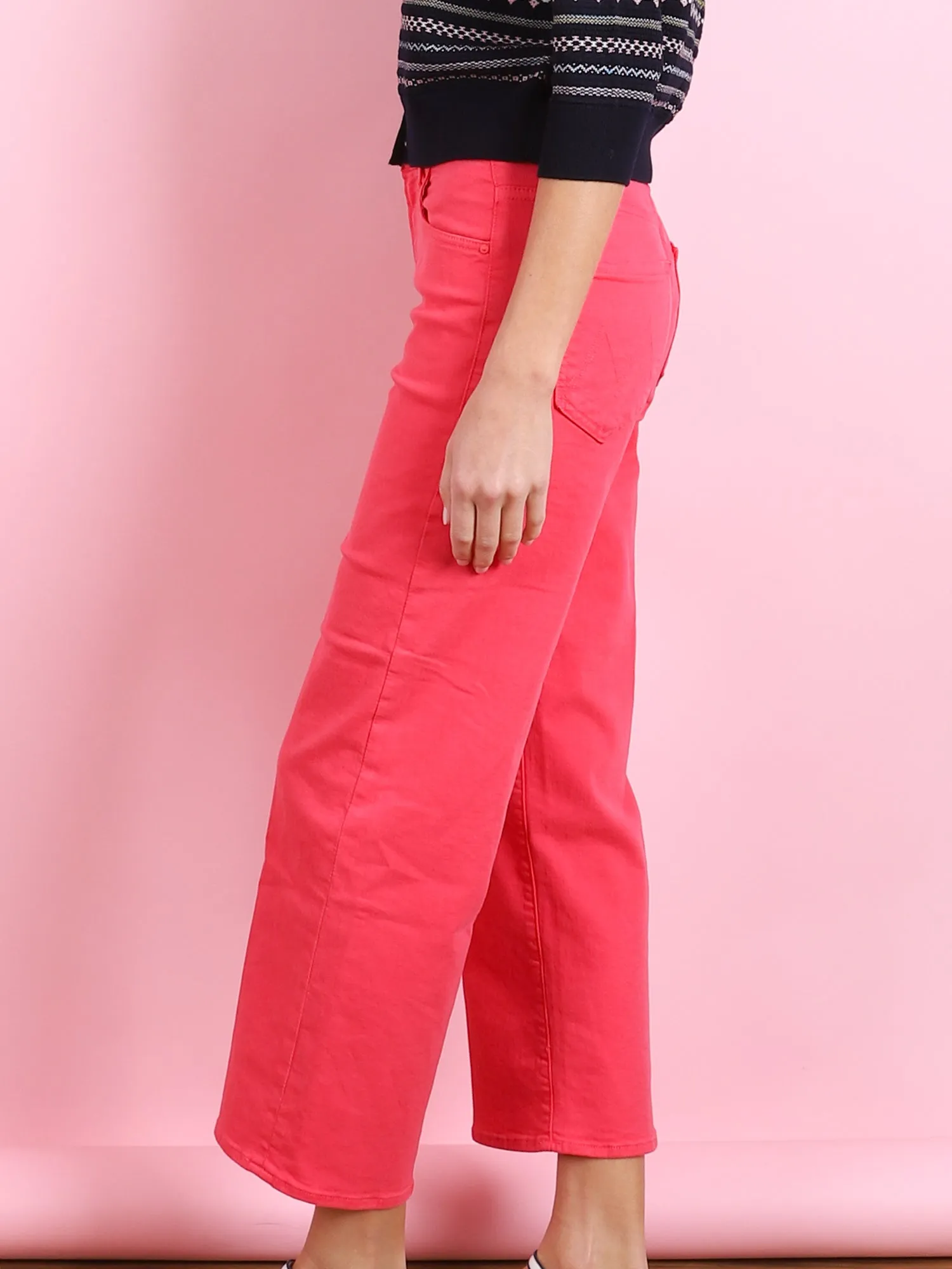 MID RISE MAVEN FLOOD JEAN IN ROUGE