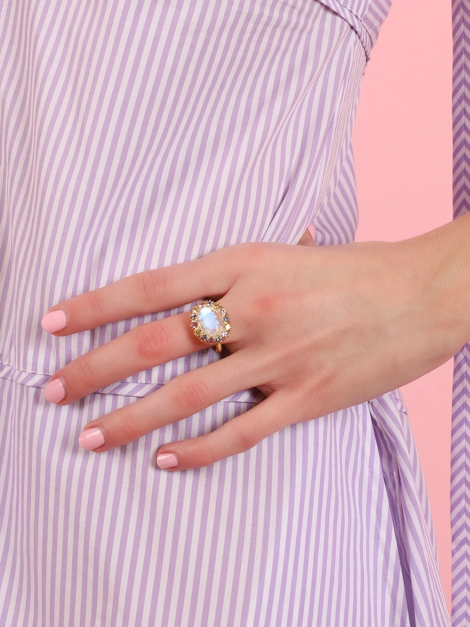 Moonstone Rainbow Ring