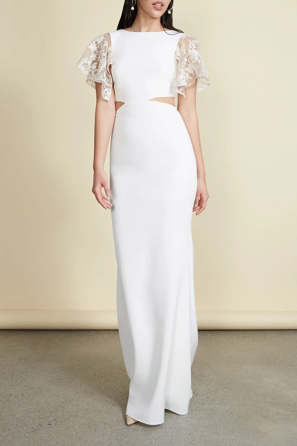 Myranie Ivory | Mermaid Maxi Dress w/ Lace Sleeves