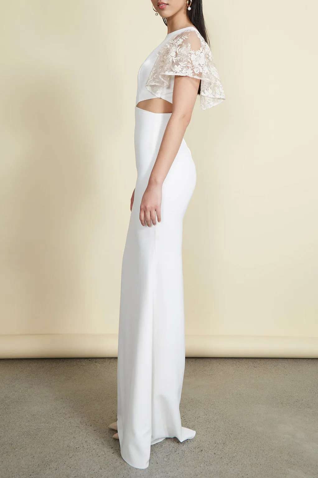 Myranie Ivory | Mermaid Maxi Dress w/ Lace Sleeves
