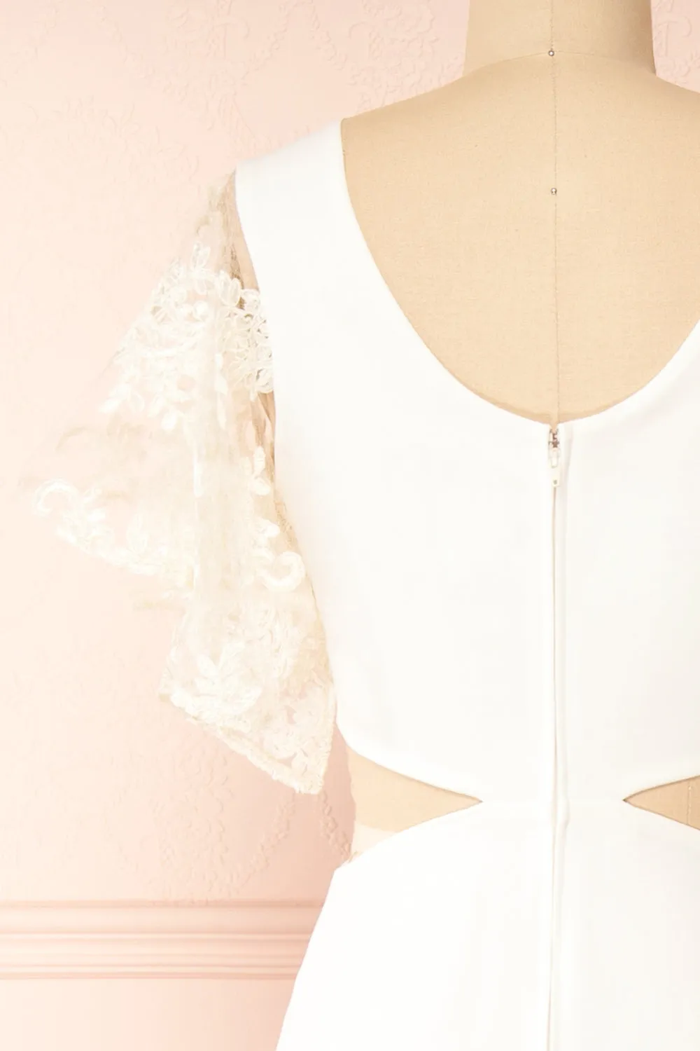Myranie Ivory | Mermaid Maxi Dress w/ Lace Sleeves