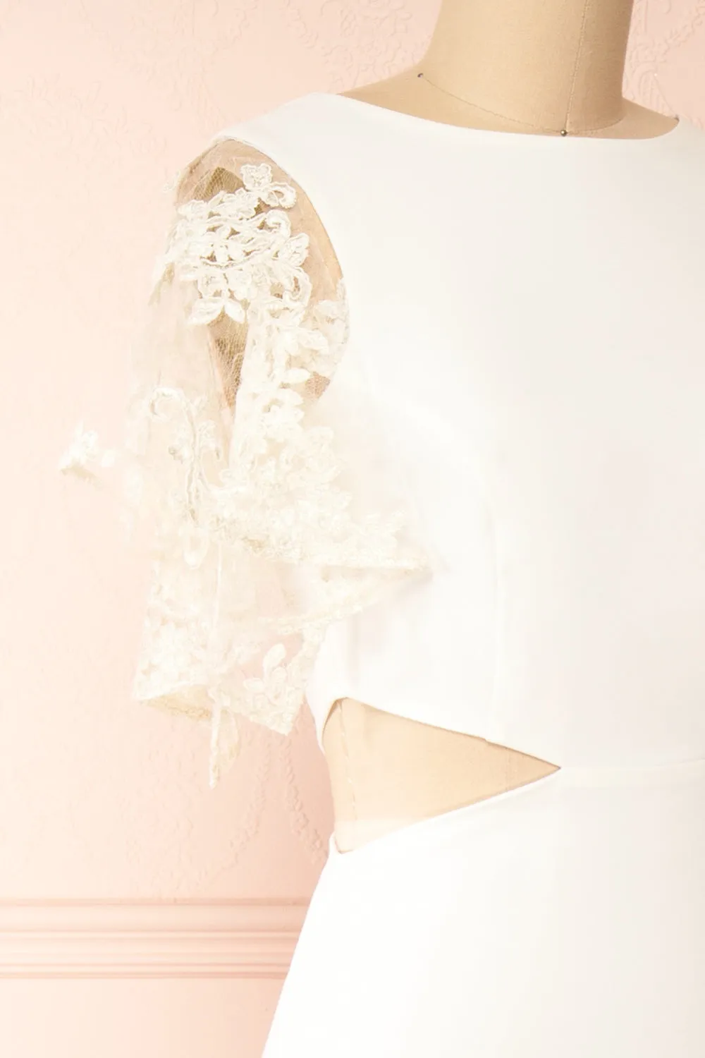 Myranie Ivory | Mermaid Maxi Dress w/ Lace Sleeves