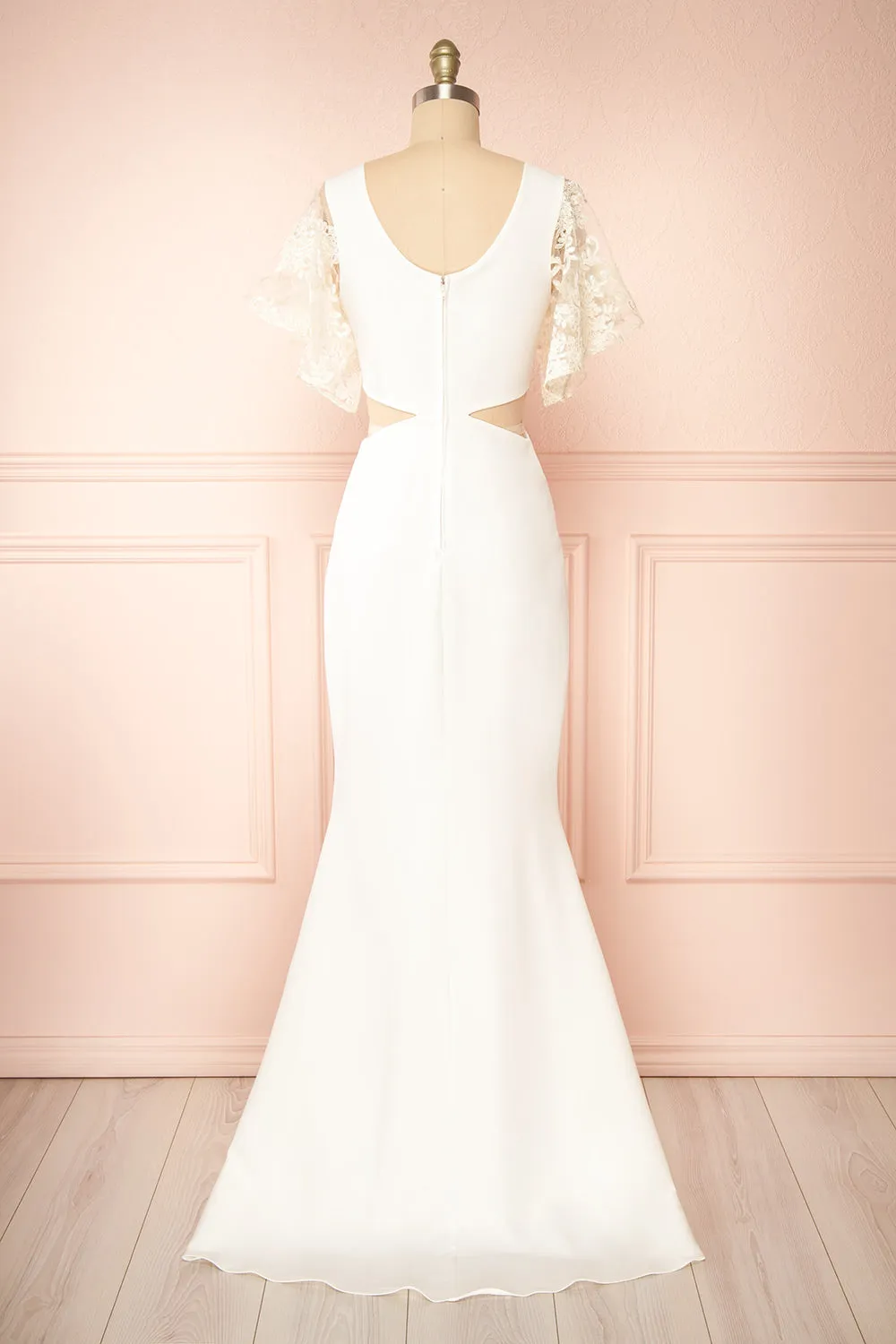 Myranie Ivory | Mermaid Maxi Dress w/ Lace Sleeves