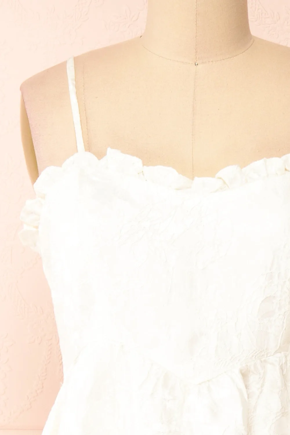 Nezuko | White A-Line Embroidered Bridal Midi Dress
