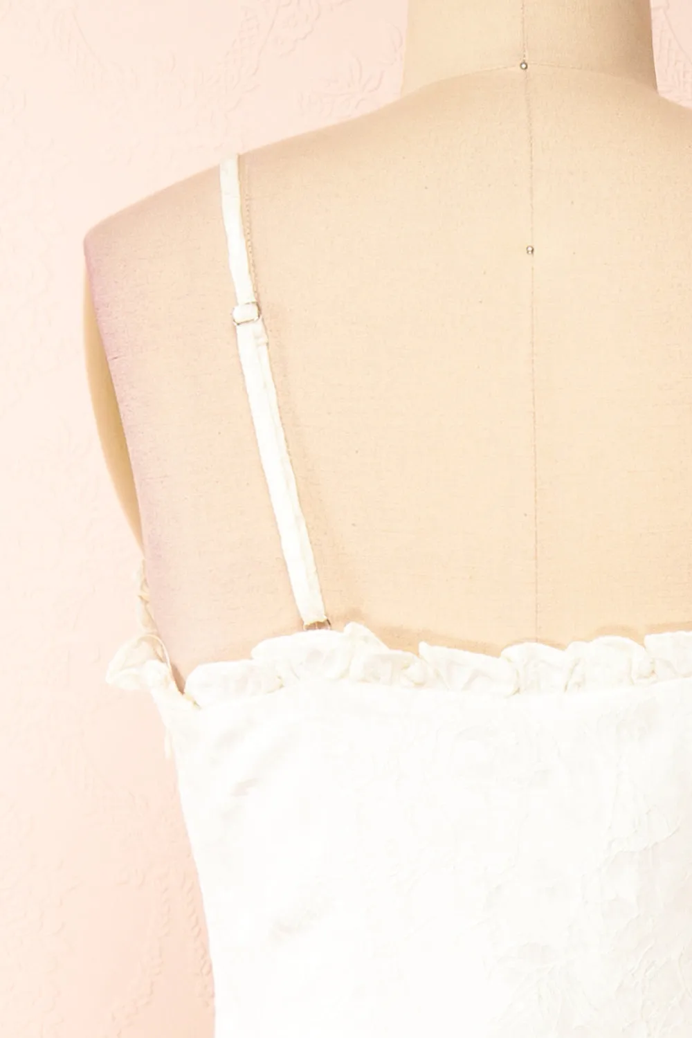 Nezuko | White A-Line Embroidered Bridal Midi Dress