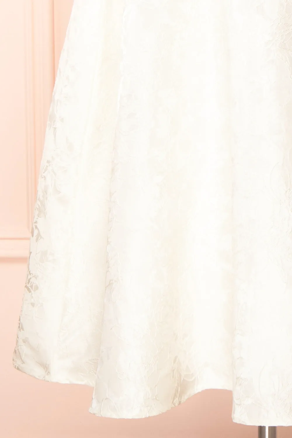 Nezuko | White A-Line Embroidered Bridal Midi Dress