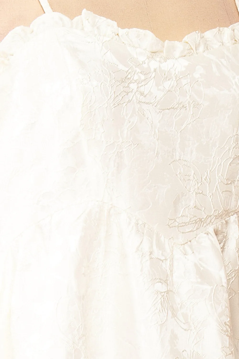 Nezuko | White A-Line Embroidered Bridal Midi Dress