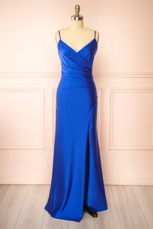 Nyra Blue | Mermaid Dress w/ Wrapped Bodice