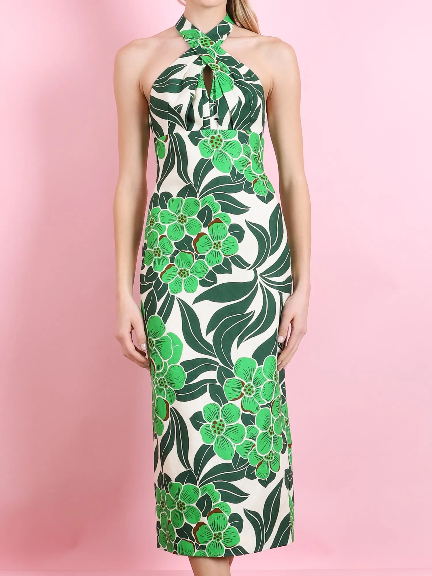PERLA MIDI DRESS IN PALM BEACH