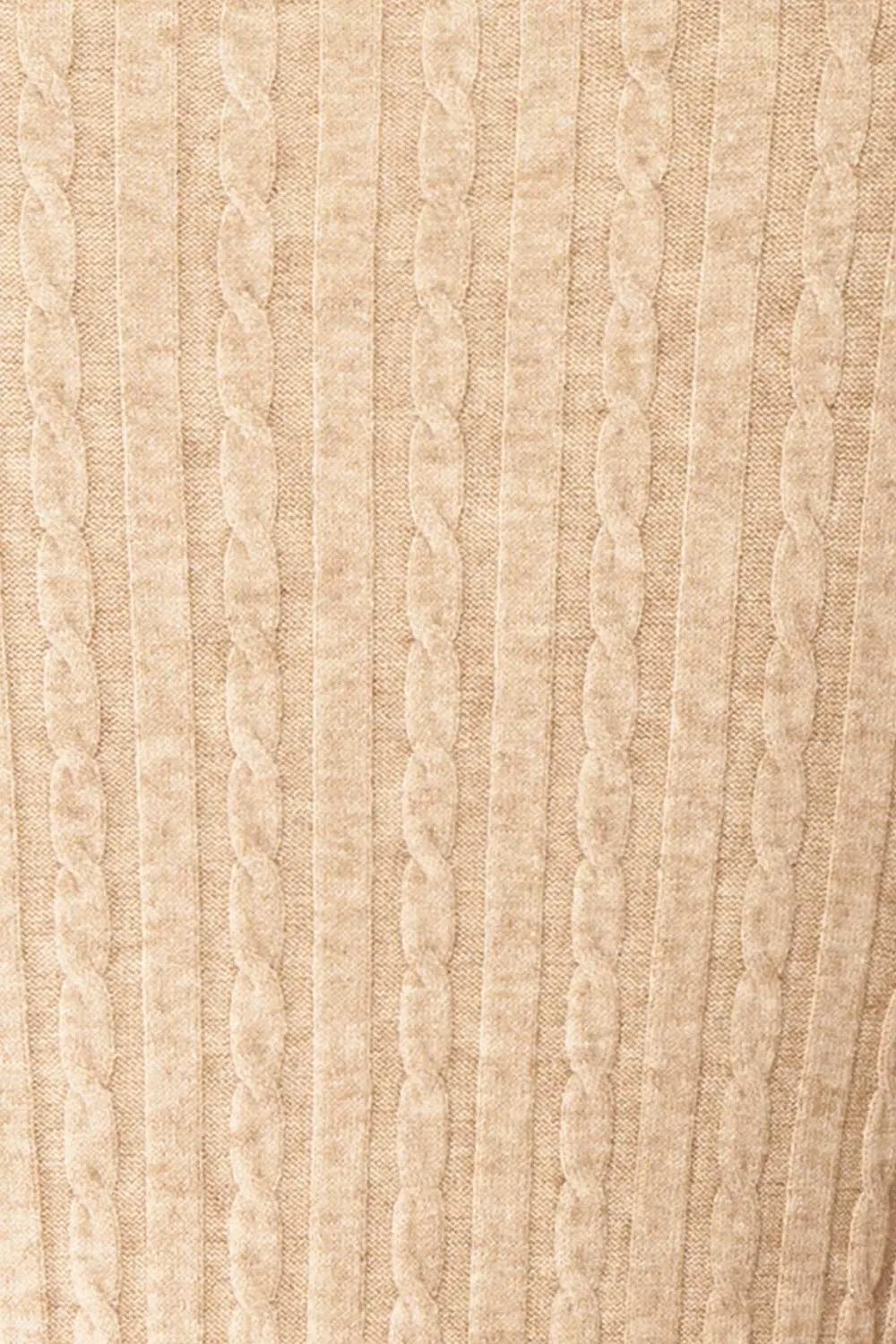Pertina | Short Beige Knit Dress w/ Long Sleeves