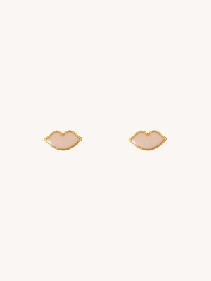 Pink Kiss Enamel Stud Earrings