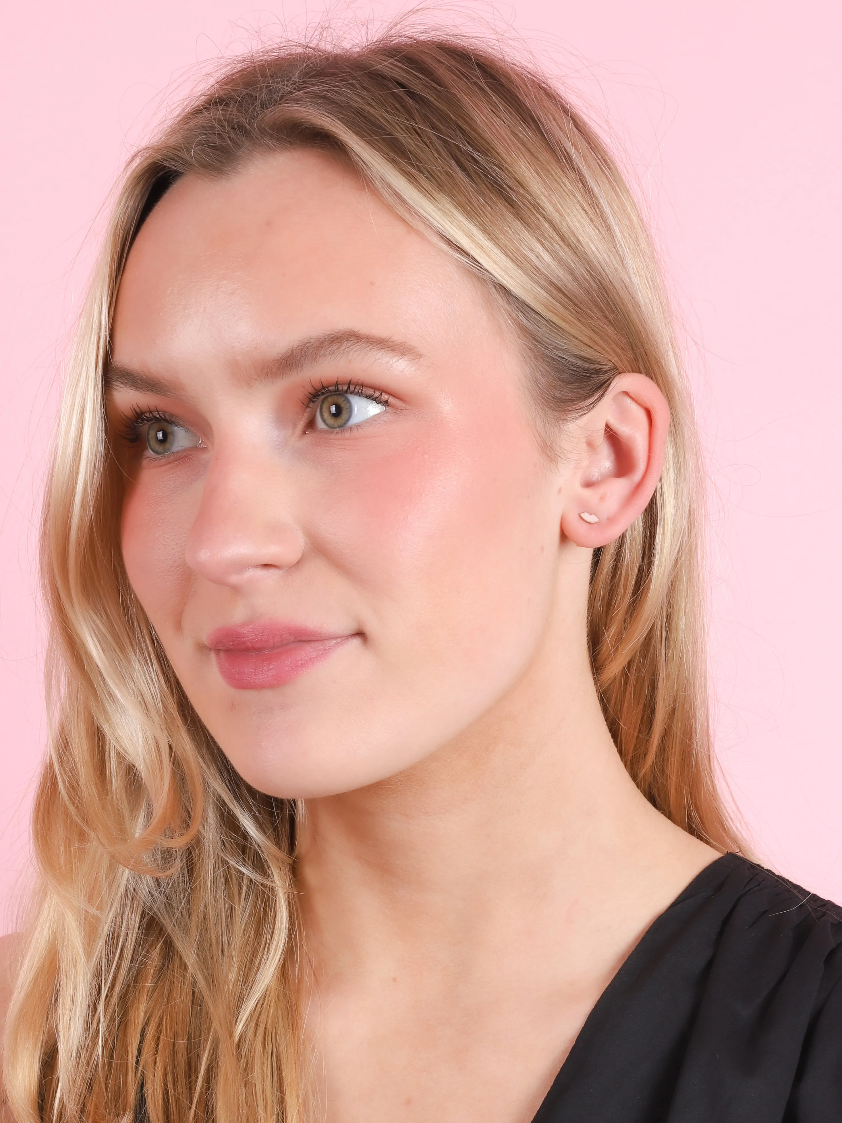 Pink Kiss Enamel Stud Earrings