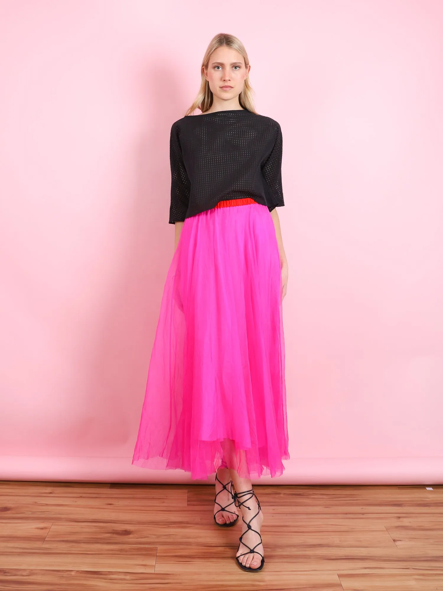 PINK ORGANZA MAXI SKIRT