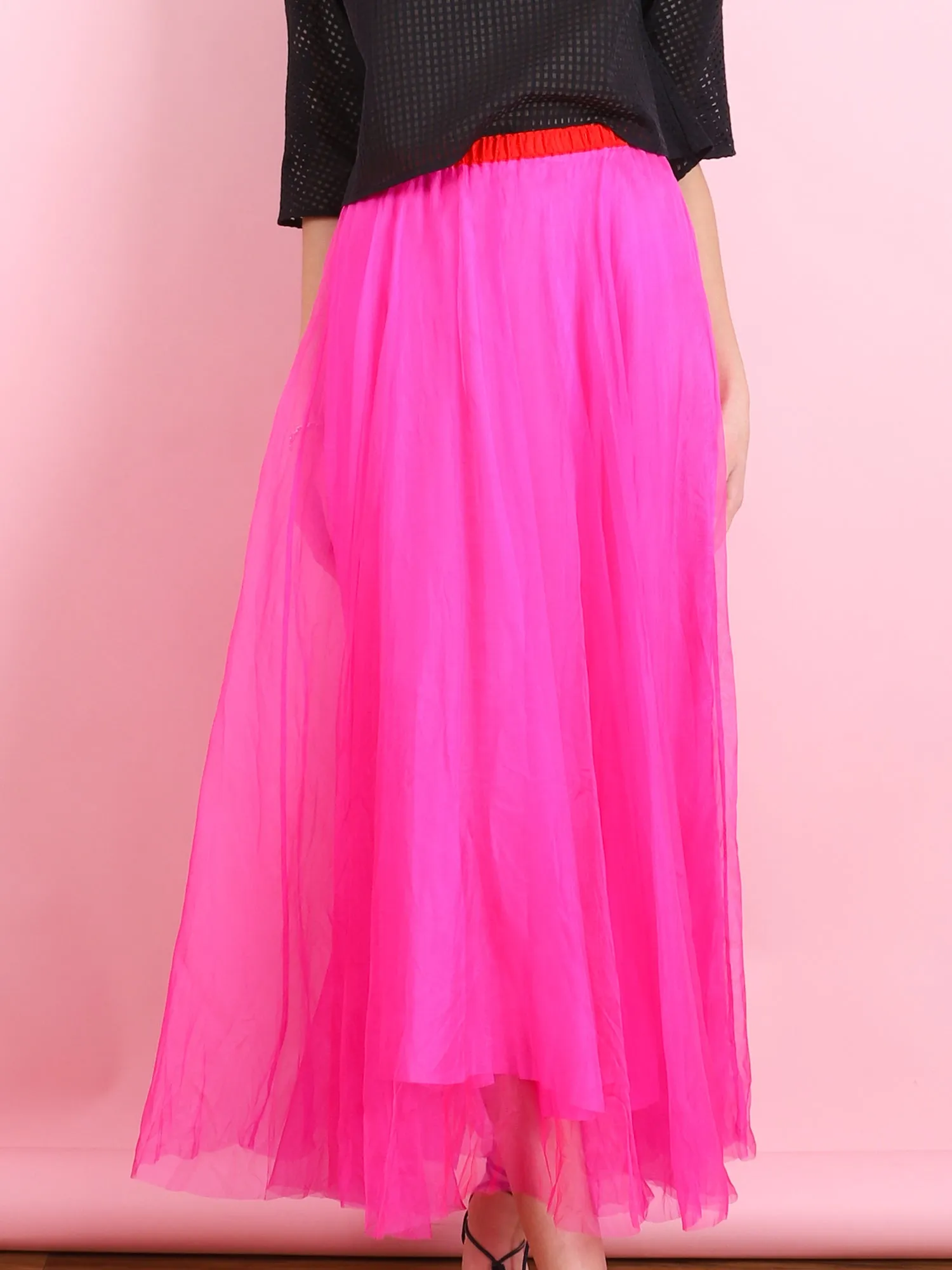 PINK ORGANZA MAXI SKIRT