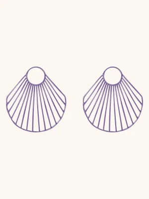Purple Large Clam Shell Earrings