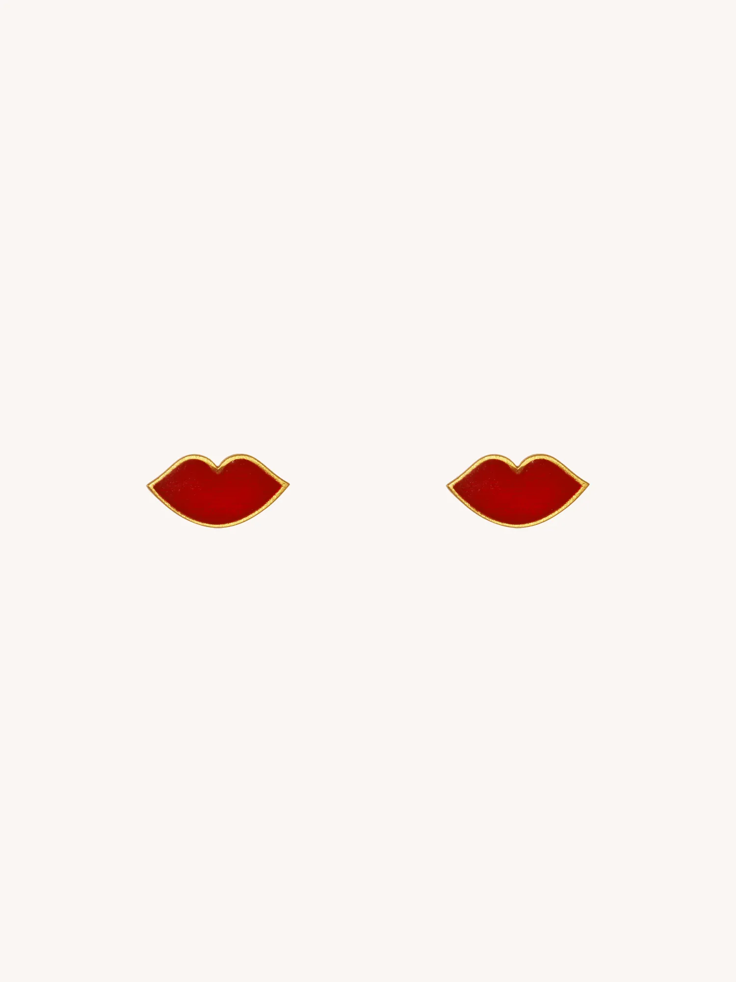 Red Kiss Enamel Stud Earrings
