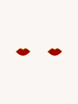 Red Kiss Enamel Stud Earrings