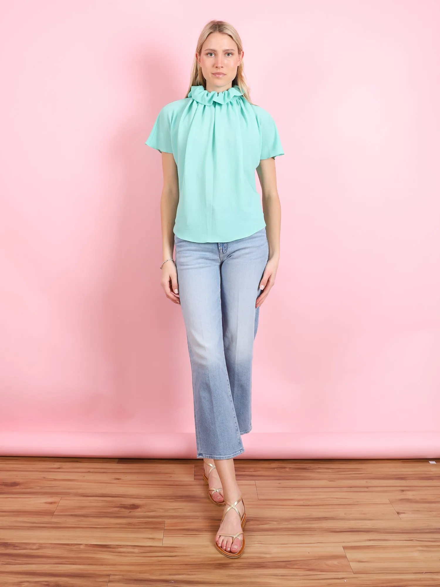 RUFFLED NECK BLOUSE