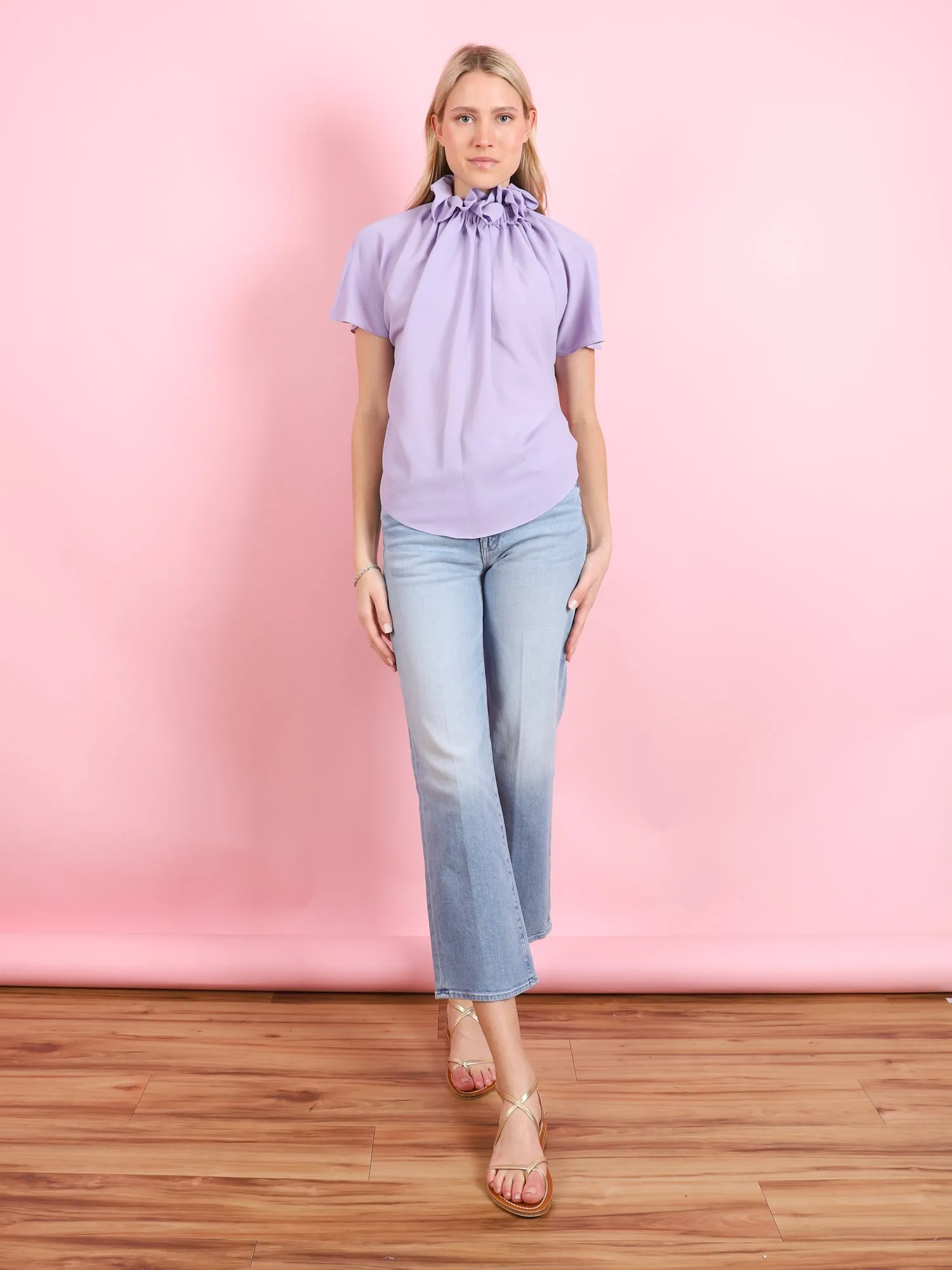 RUFFLED NECK BLOUSE