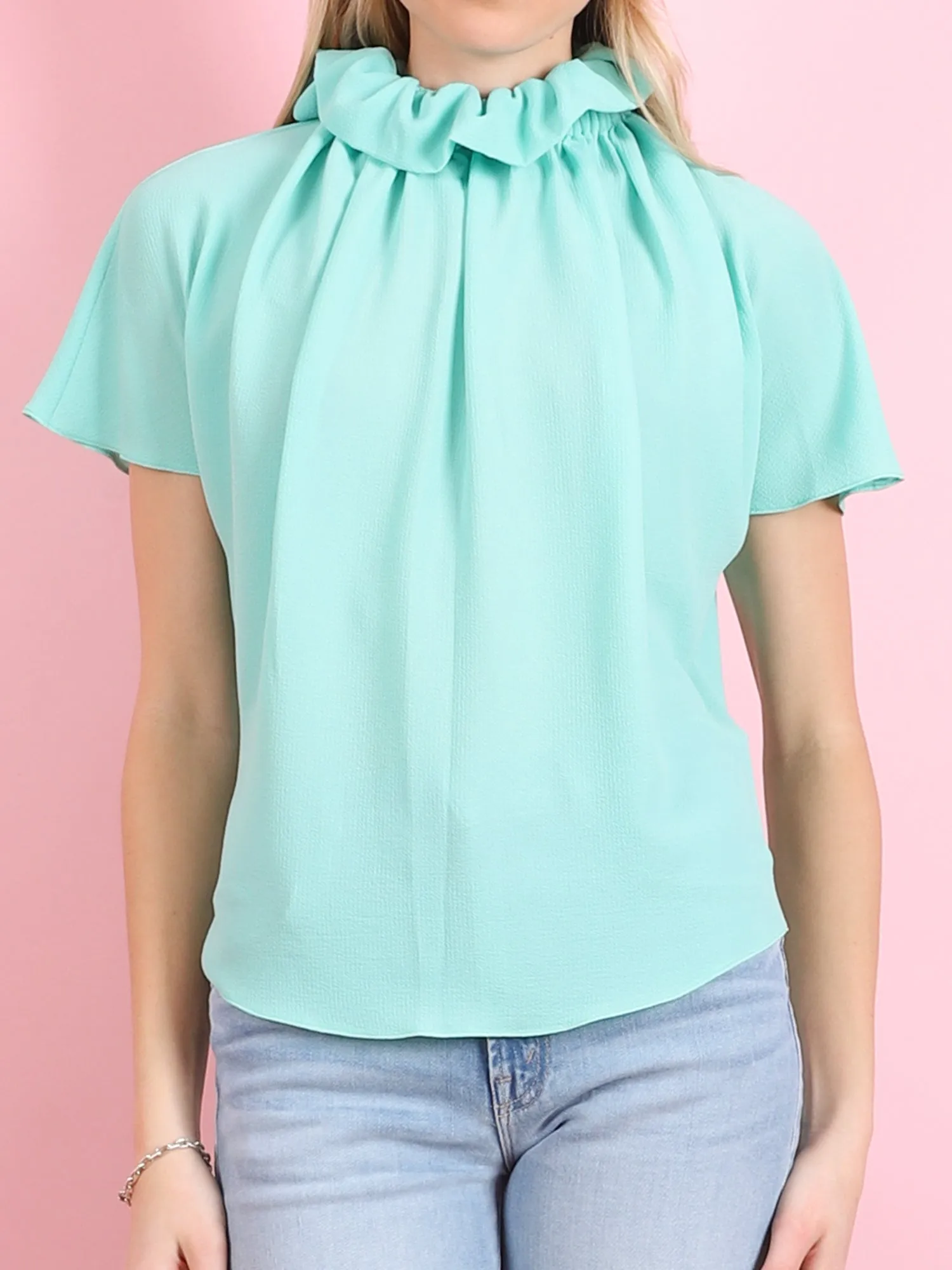 RUFFLED NECK BLOUSE